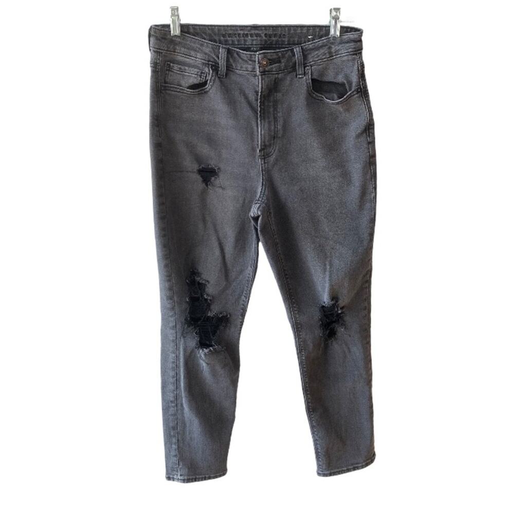 American Eagle Stretch Mom Jeans Womens 8 Black Grunge Streetwear Edgy